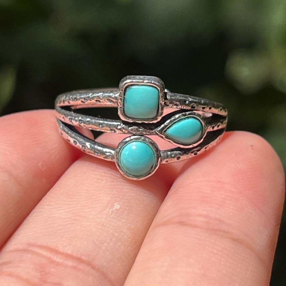 Silver Ring with Turquoise Stones